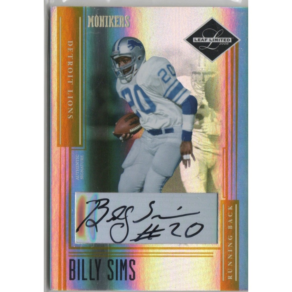2006 Leaf Limited #134 Billy Sims Monikers Autographs Gold #/100 Detroit Lions